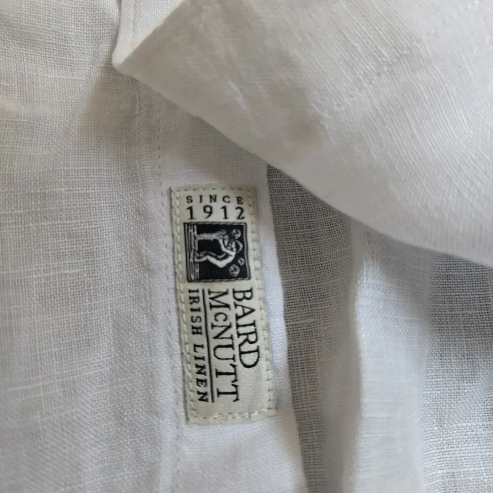 J Crew Mens XXLT Baird McNutt Irish Linen Shirt White Short Sleeve Button Front